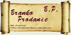 Branko Prodanić vizit kartica